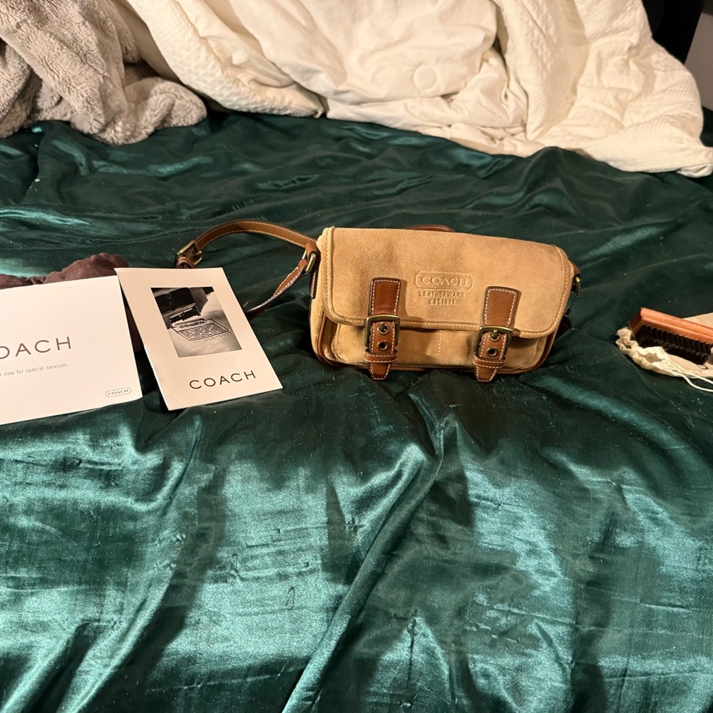 Coach Tan and Brown Leather Flap Bag